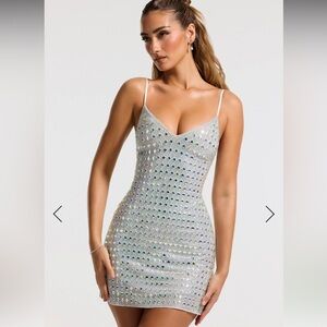 Oh Polly Embellished V-neck A-line Mini Dress